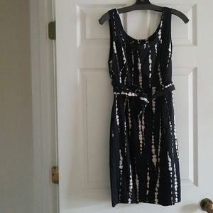 Ann Taylor sleeveless black/beige/white dress 10